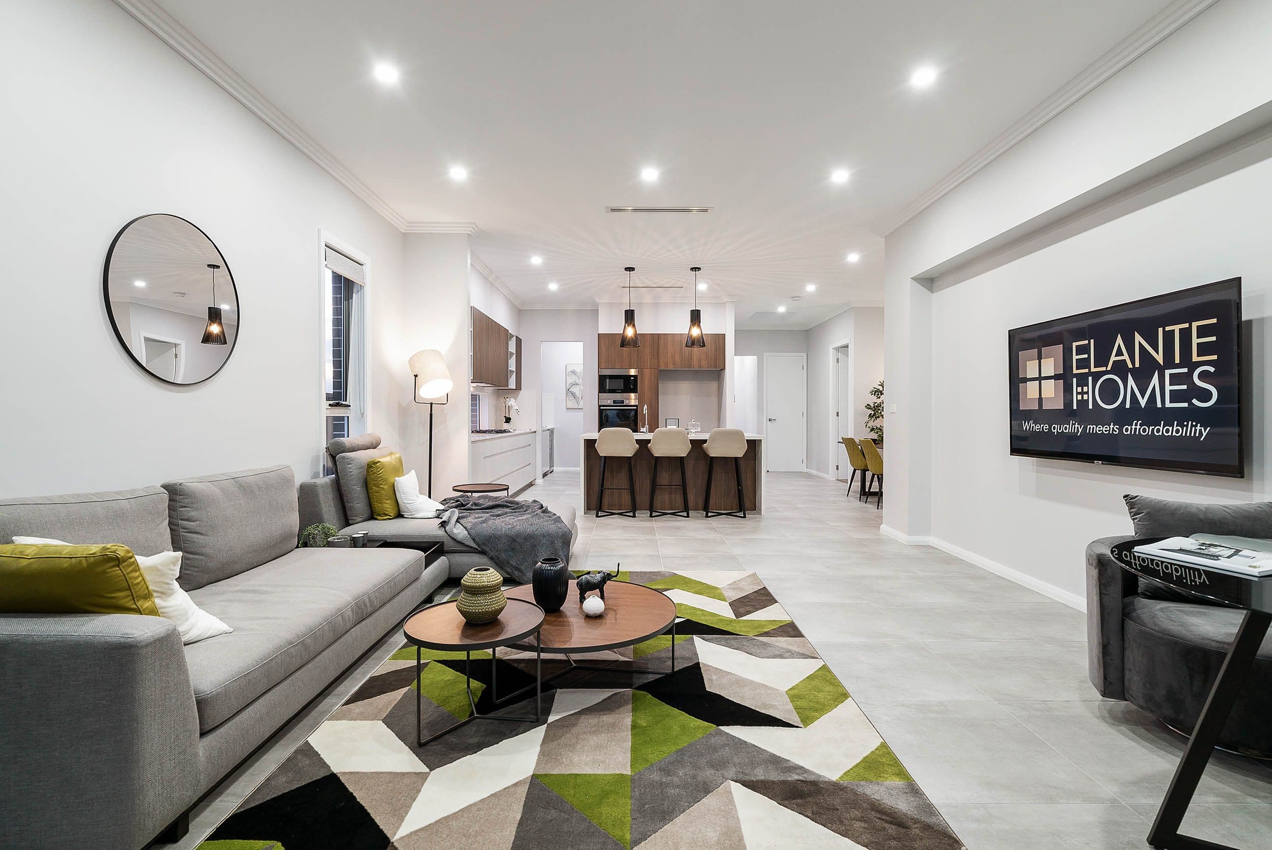 Display home exterior facade and landscaping