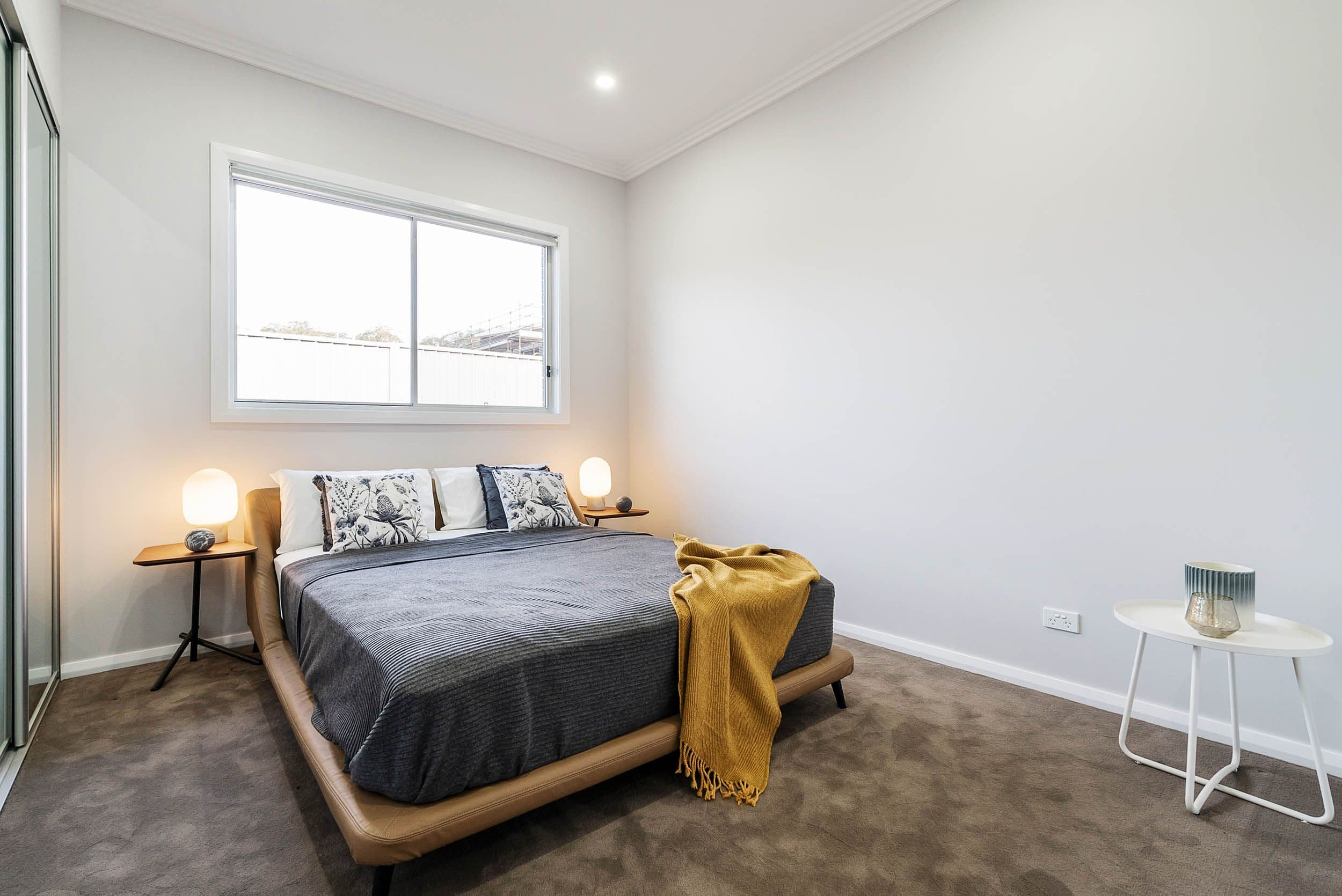 Display home master bedroom with ensuite access